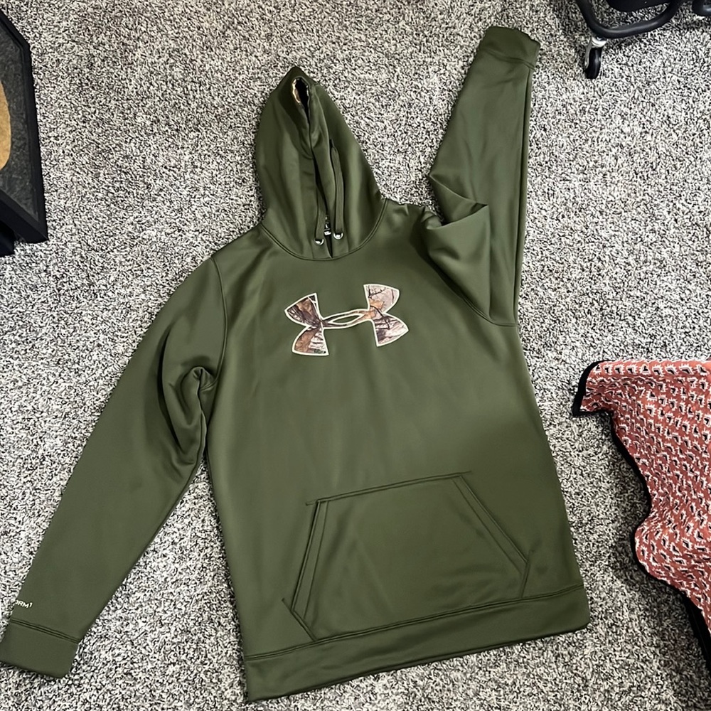 Under Armor green and camo hoodie